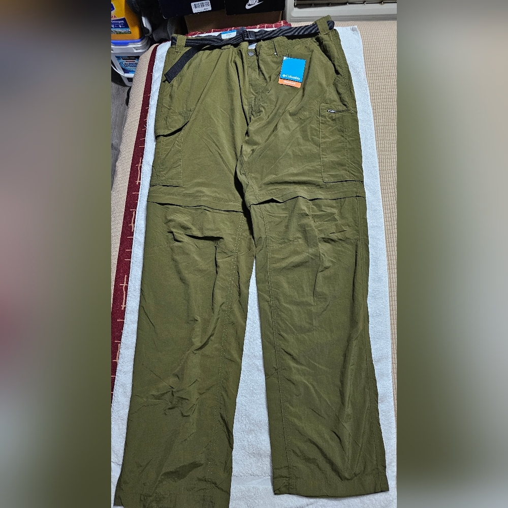 Mens Columbia Omni-Shade Long Cargo Pants w/ zip-off legs to shorts 44W/34L
